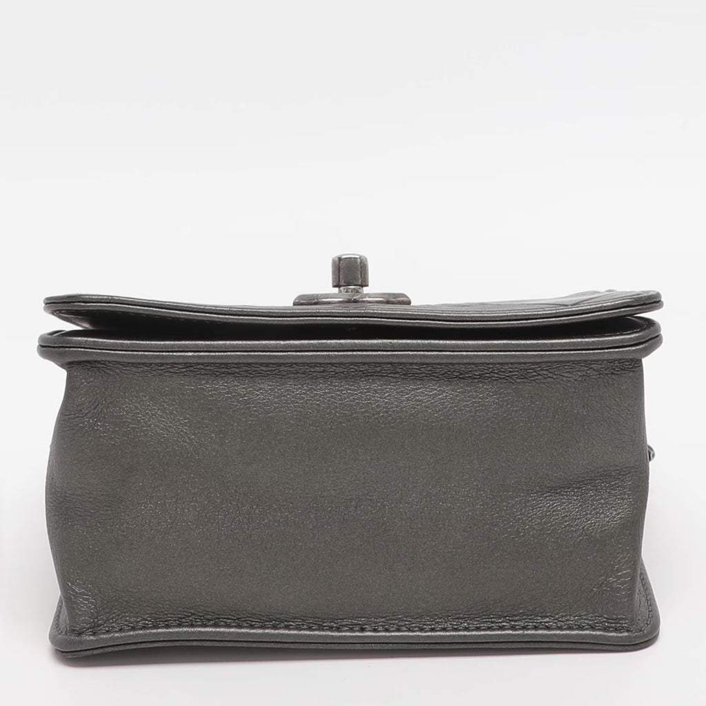 Chanel Propeller Mini Metallic Grey Leather Flap Bag