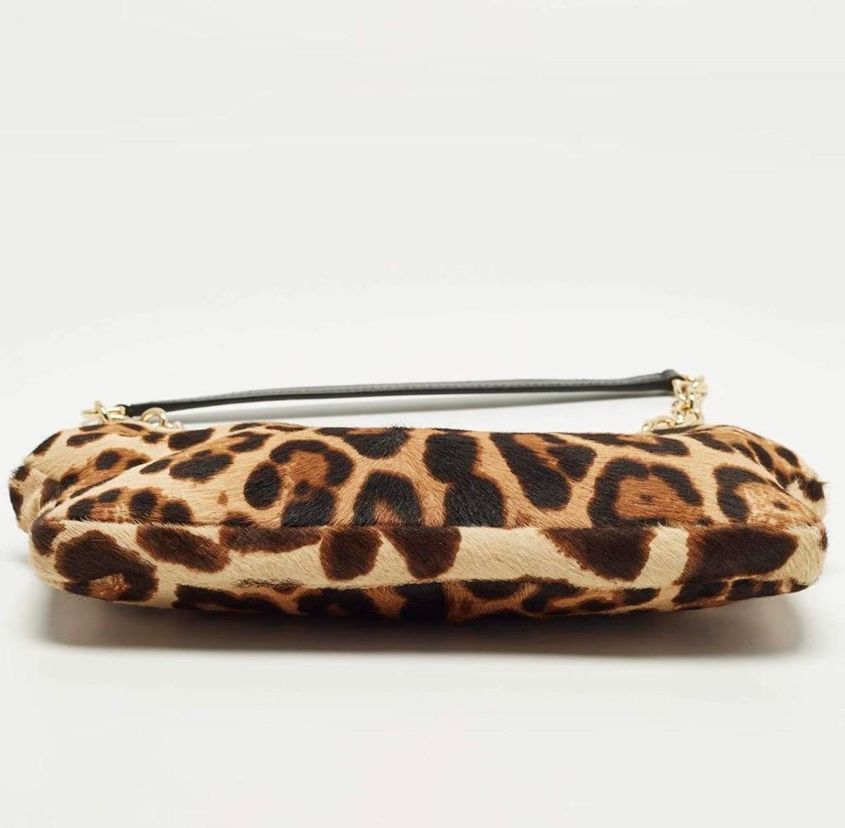 Dolce & Gabbana Miss Norma Brown/Beige Leopard Print Calf Hair Clutch