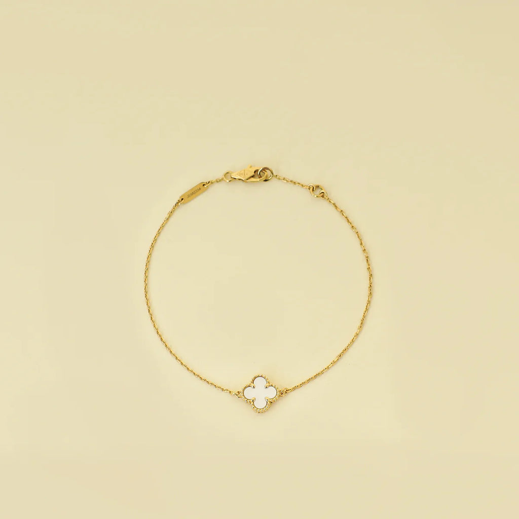 Van Cleef & Arpels 18K Yellow Gold Sweet Alhambra Mop Bracelet