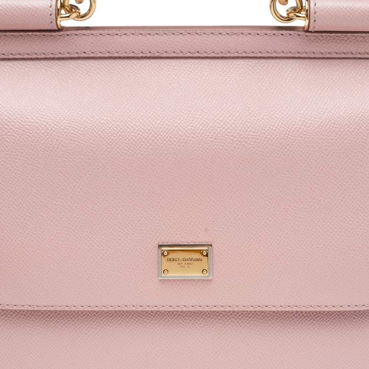 Dolce & Gabbana Baby Pink Leather Medium Miss Sicily Top Handle Bag
