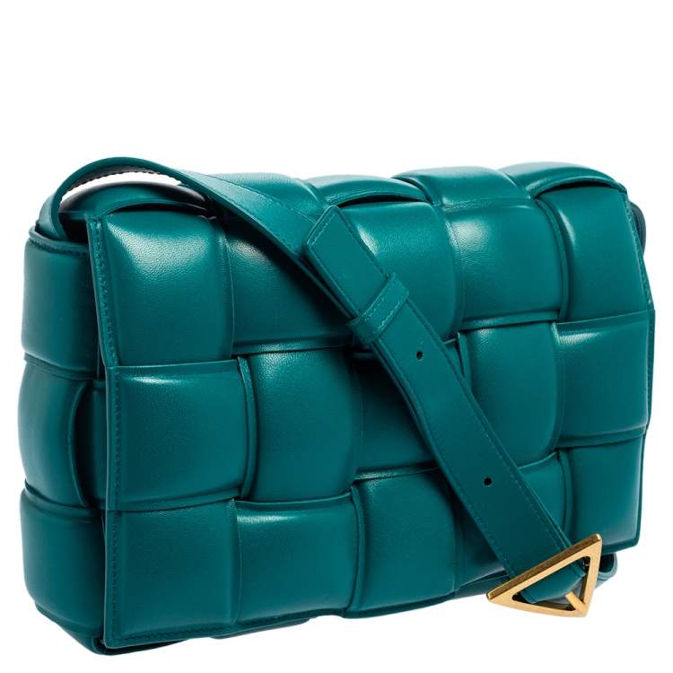 Bottega Veneta Teal Green Padded Leather Cassette Shoulder Bag