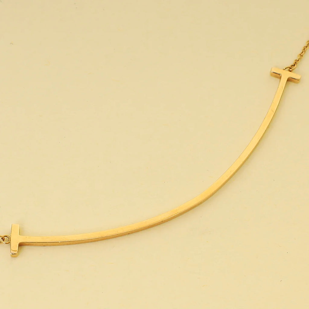 Tiffany & Co. 18K Pink Gold T Smile Pendant Necklace Large Model