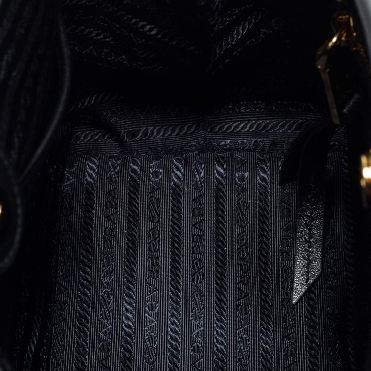 Prada Black Leather And Tessuto Tote
