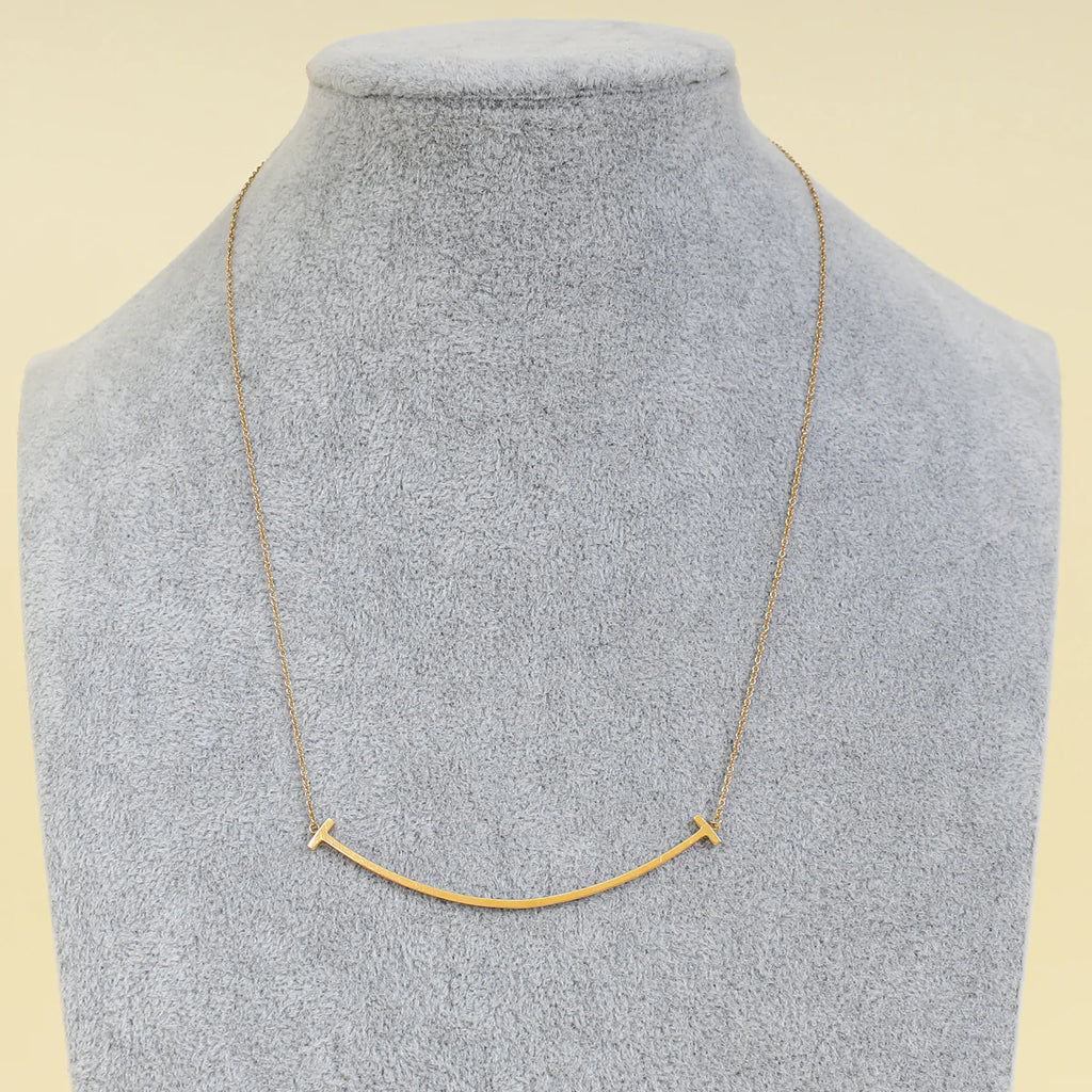 Tiffany & Co. 18K Pink Gold T Smile Pendant Necklace Large Model