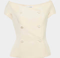 Christian Dior Cream Wool and Silk Off-Shoulder Top M