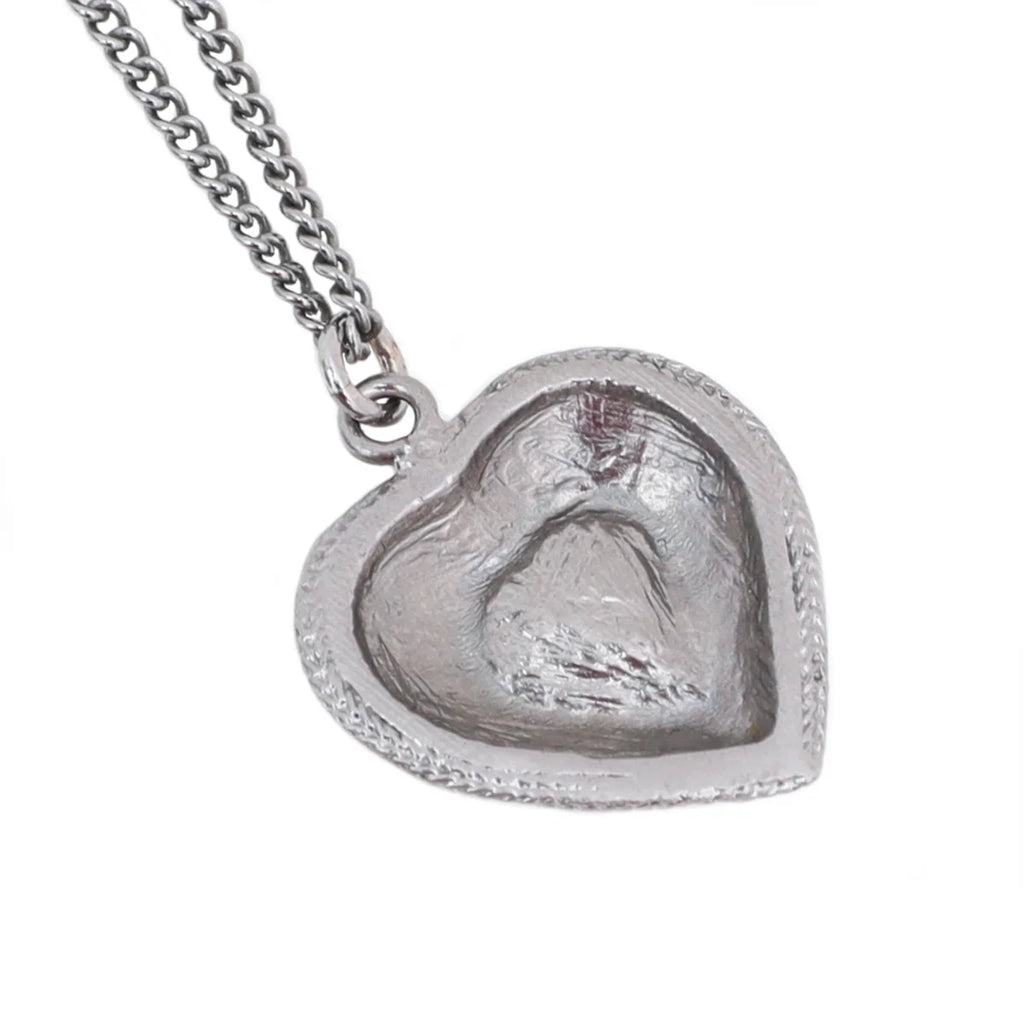 Chanel Blue CC Pearl Enamel Heart Pendant Necklace