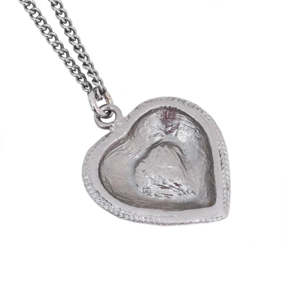 Chanel Blue CC Pearl Enamel Heart Pendant Necklace