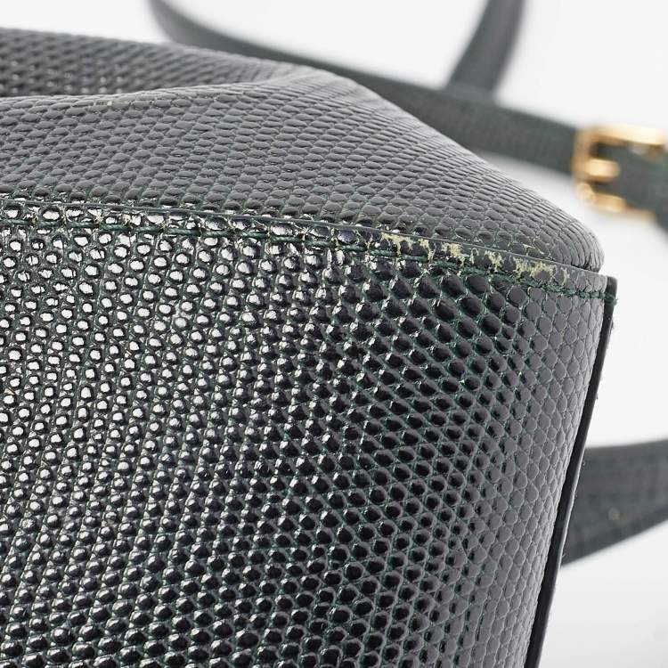 Dolce & Gabbana Green Lizard Embossed Leather Small Miss Sicily Top Handle Bag