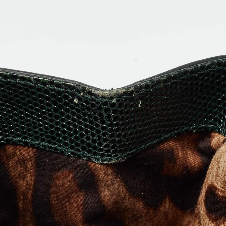 Dolce & Gabbana Green Lizard Embossed Leather Small Miss Sicily Top Handle Bag