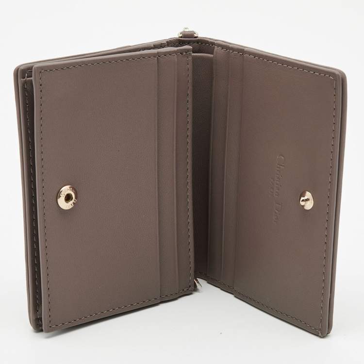 Dior Beige Leather Mini Lady Dior Wallet