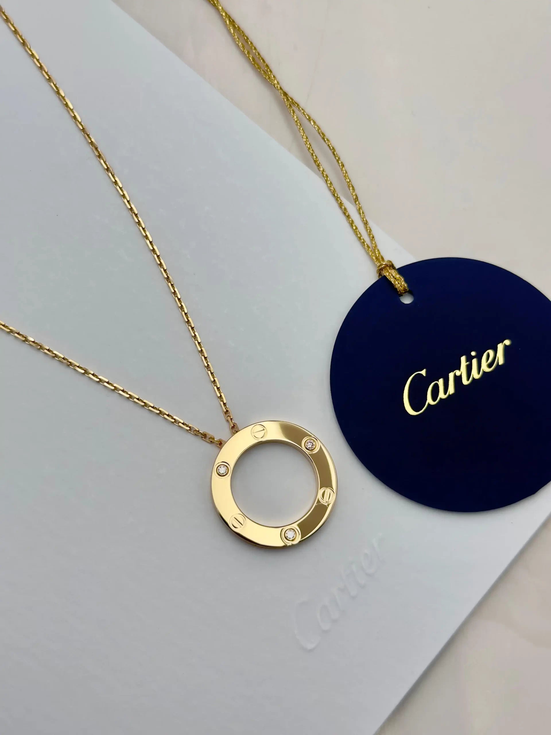 18K Gold Cartier Love Pendant 3 Diamonds