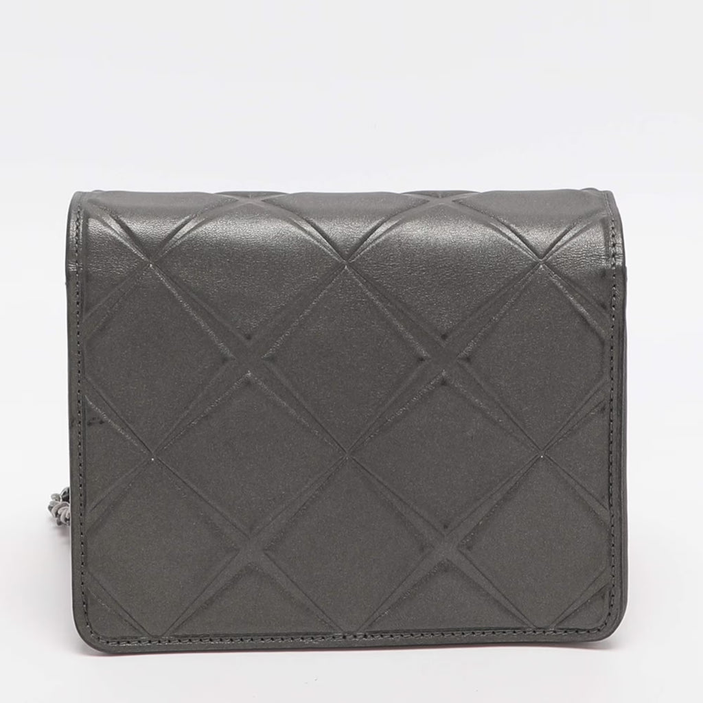 Chanel Propeller Mini Metallic Grey Leather Flap Bag