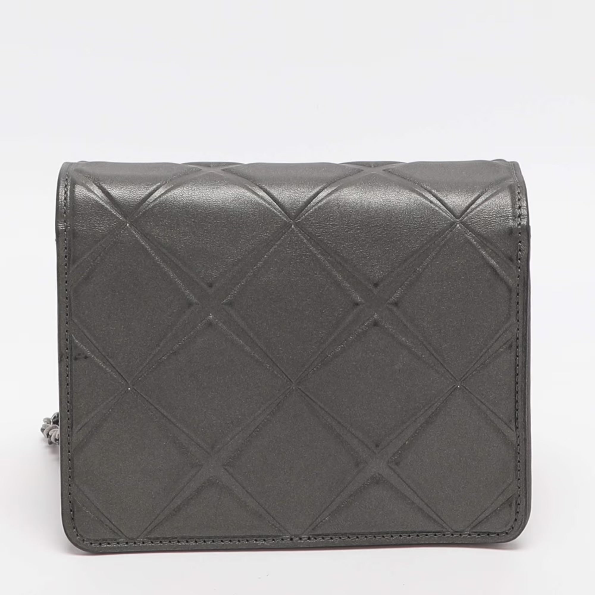 Chanel Propeller Mini Metallic Grey Leather Flap Bag
