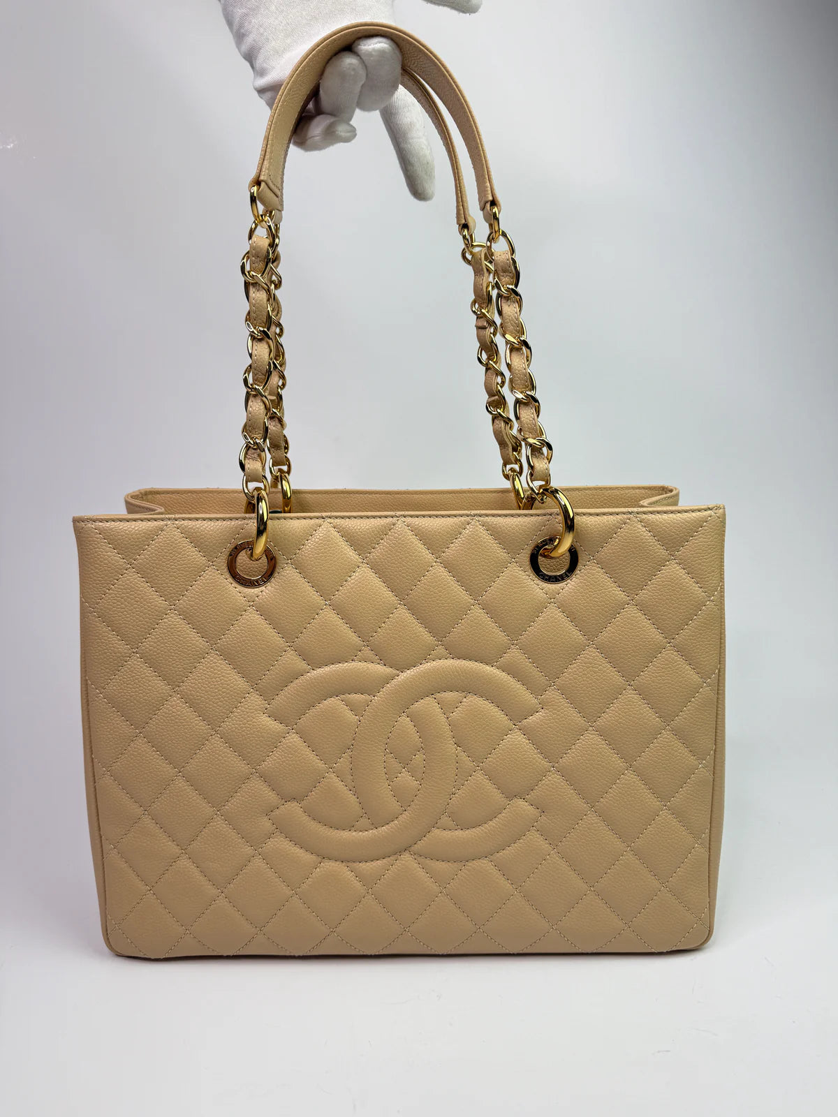 CHANEL GRAND SHOPPER TOTE IN BEIGE CAVIAR LEATHER WITH GHW