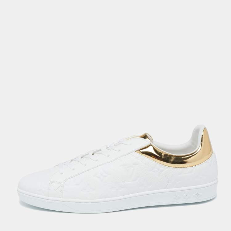 Louis Vuitton White/Gold Monogram Leather Luxembourg Sneakers Size 42.5