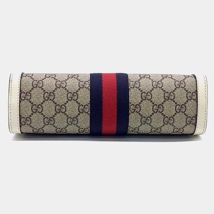 Gucci Beige White Coated Canvas and PVC Ophidia Gg Supreme Shoulder Bag