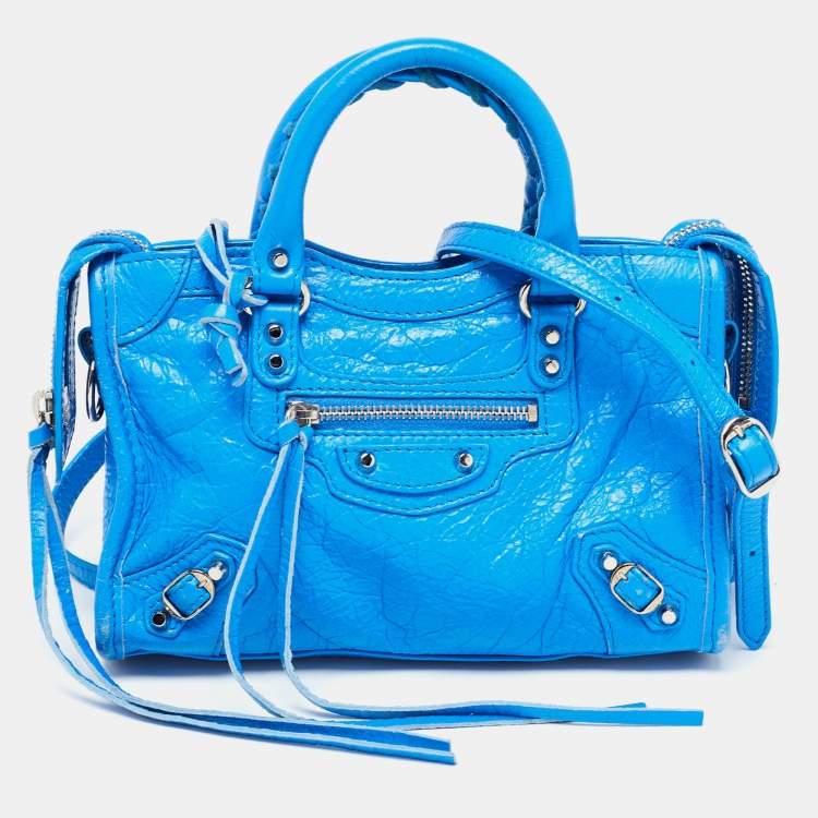 Balenciaga Blue Leather Nano Classic City Tote