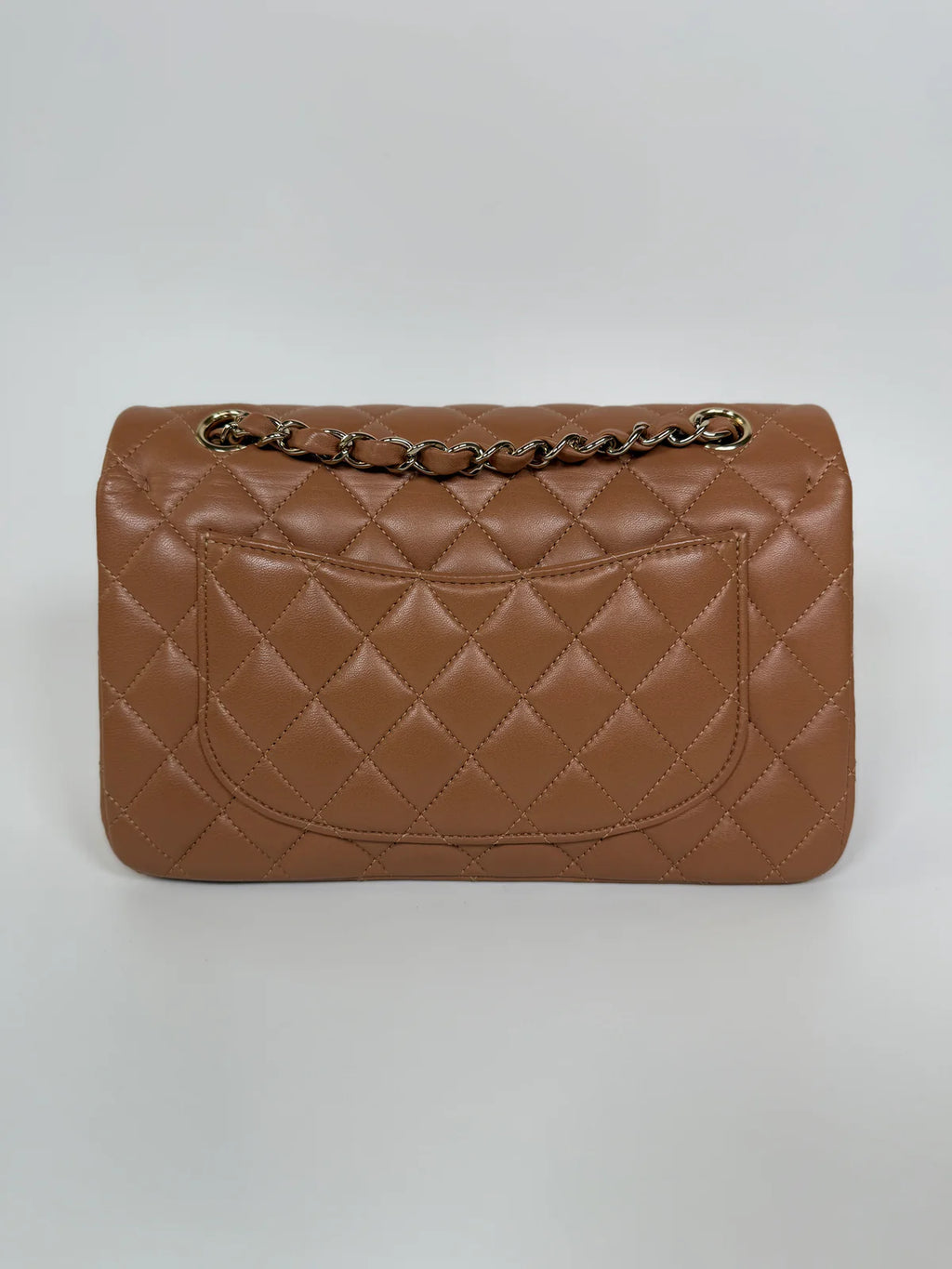 CHANEL SMALL CLASSIC DOUBLE FLAP IN BROWN LAMBSKIN LEATHER WITH GHW