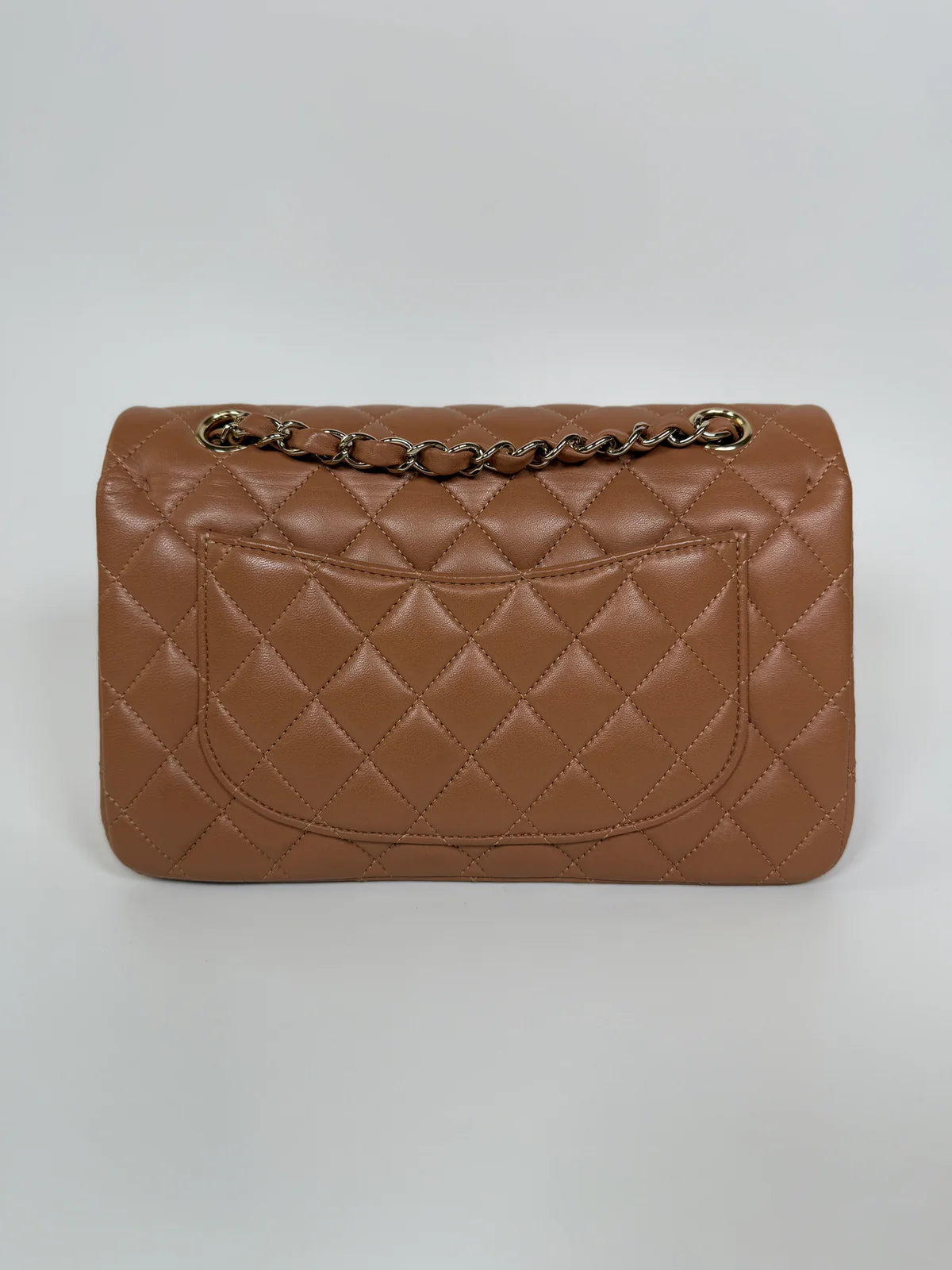 CHANEL SMALL CLASSIC DOUBLE FLAP IN BROWN LAMBSKIN LEATHER WITH GHW