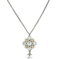 Chanel Silver CC Cluster Crystal Pendant Necklace