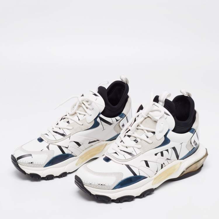 Valentino Multicolor Leather And Suede Lace Up Sneakers Size 44