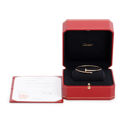 2025 18k Rose Gold Juste Un Clou Diamond Bracelet, Small Model, Size 16