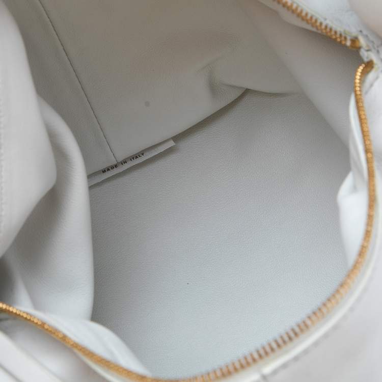 Bottega Veneta White Leather Double Knot Clutch