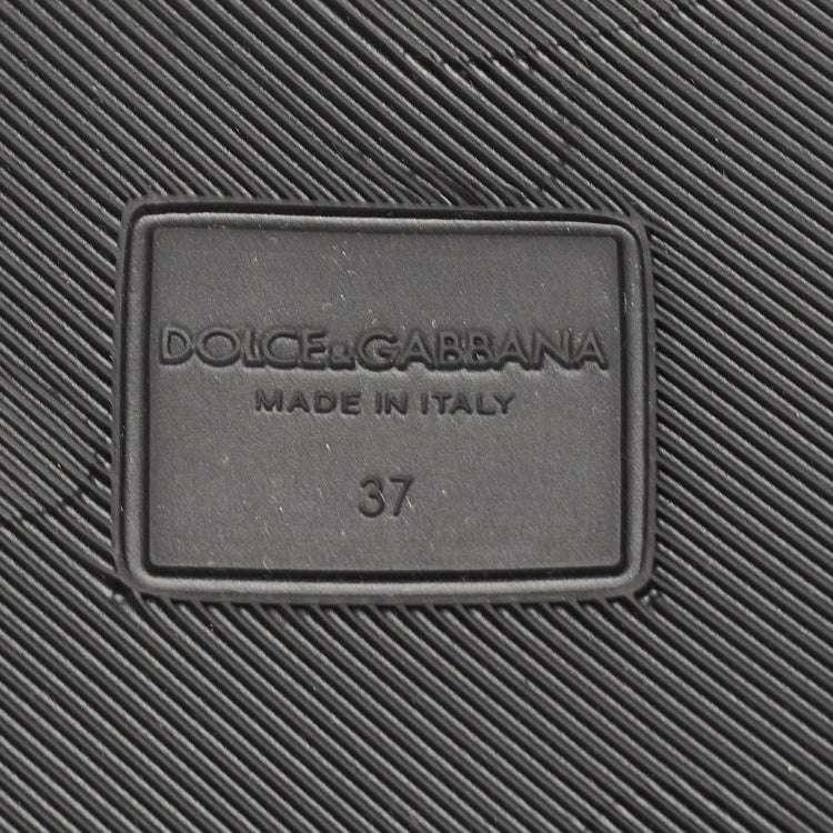Dolce & Gabbana Black Fur Logo Print Slides Size 37