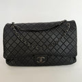 CHANEL AIRLINE XXL CLASSIC FLAP IN BLACK CALFSKIN WITH RHW