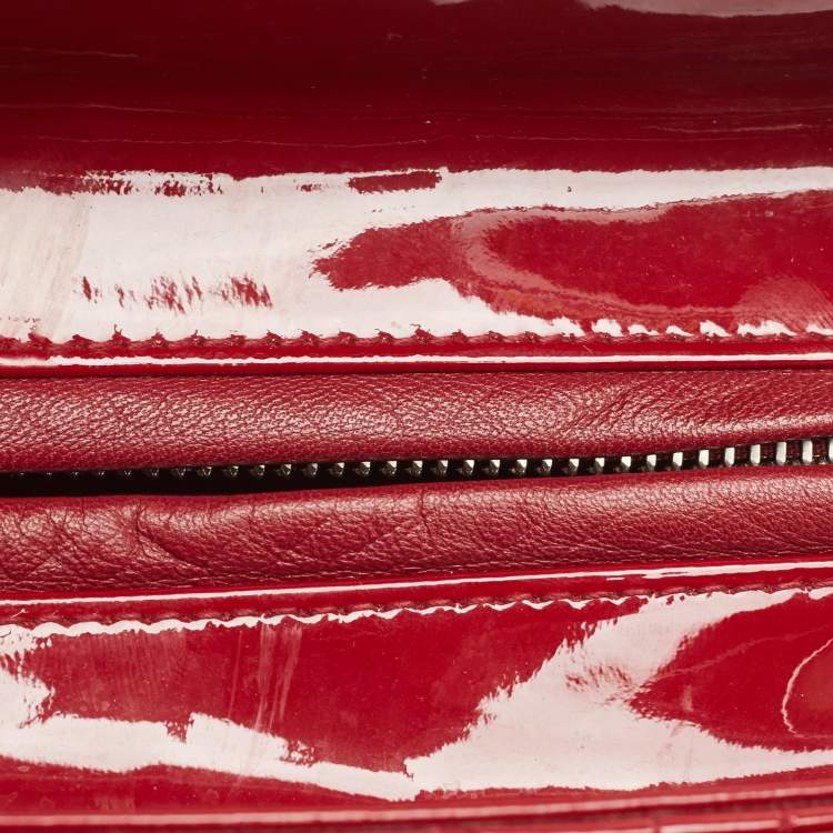 Dior Red Cannage Patent Leather Medium Lady Dior Tote