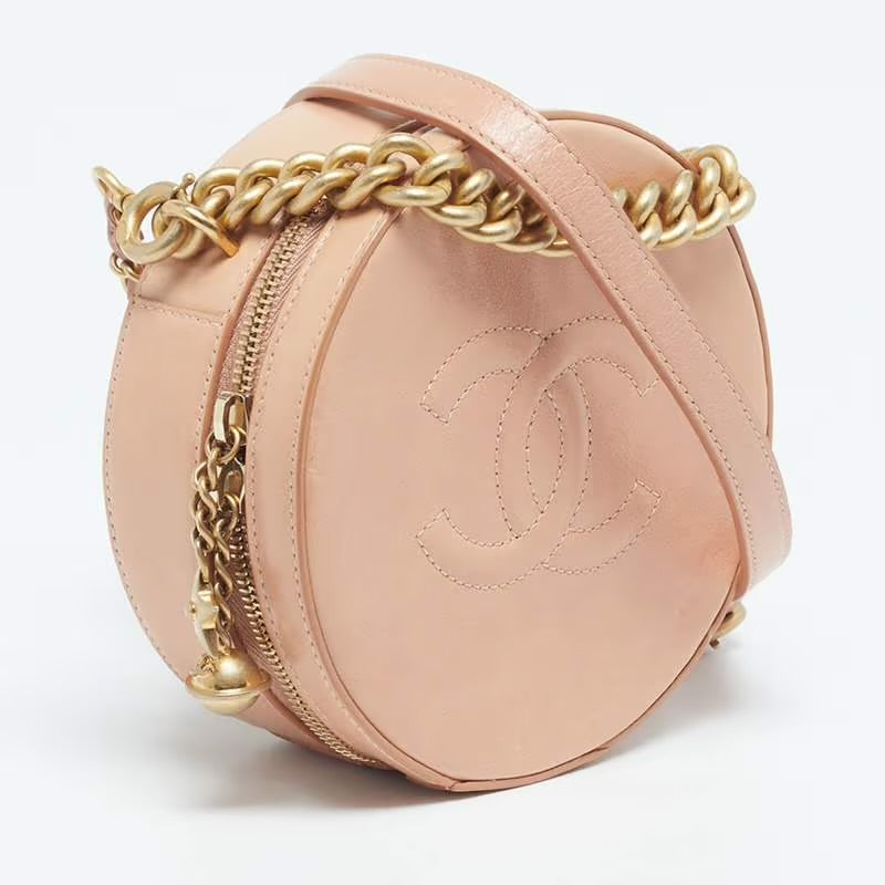 Chanel Round as Earth Peach Leather Bag
