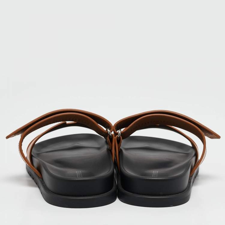 Hermès Brown Leather Chypre Sandals Size 39