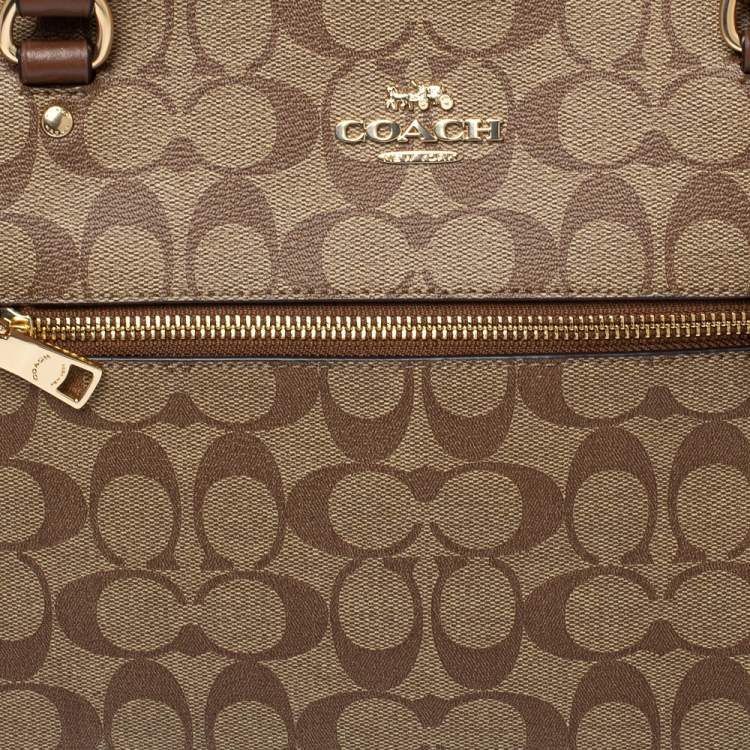 Coach Beige/Brown Signature Coated Canvas and Leather Gallery Tote