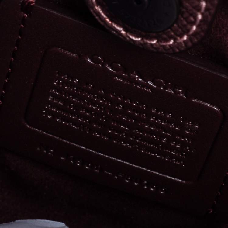 Coach Metallic Pink Leather Pearl KissLock Crossbody Bag