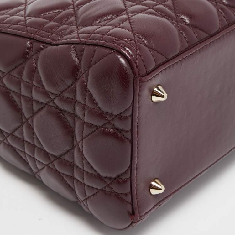 Dior Burgundy Cannage Leather Medium Lady Dior Tote