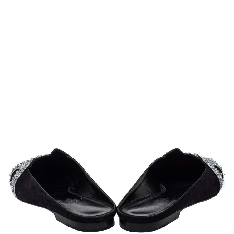 Hermes Black Suede Roxane Mule Sandals Size 38