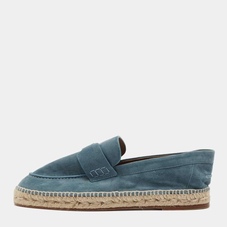 Hermes Blue Suede Trip Espadrille Flats Size 41