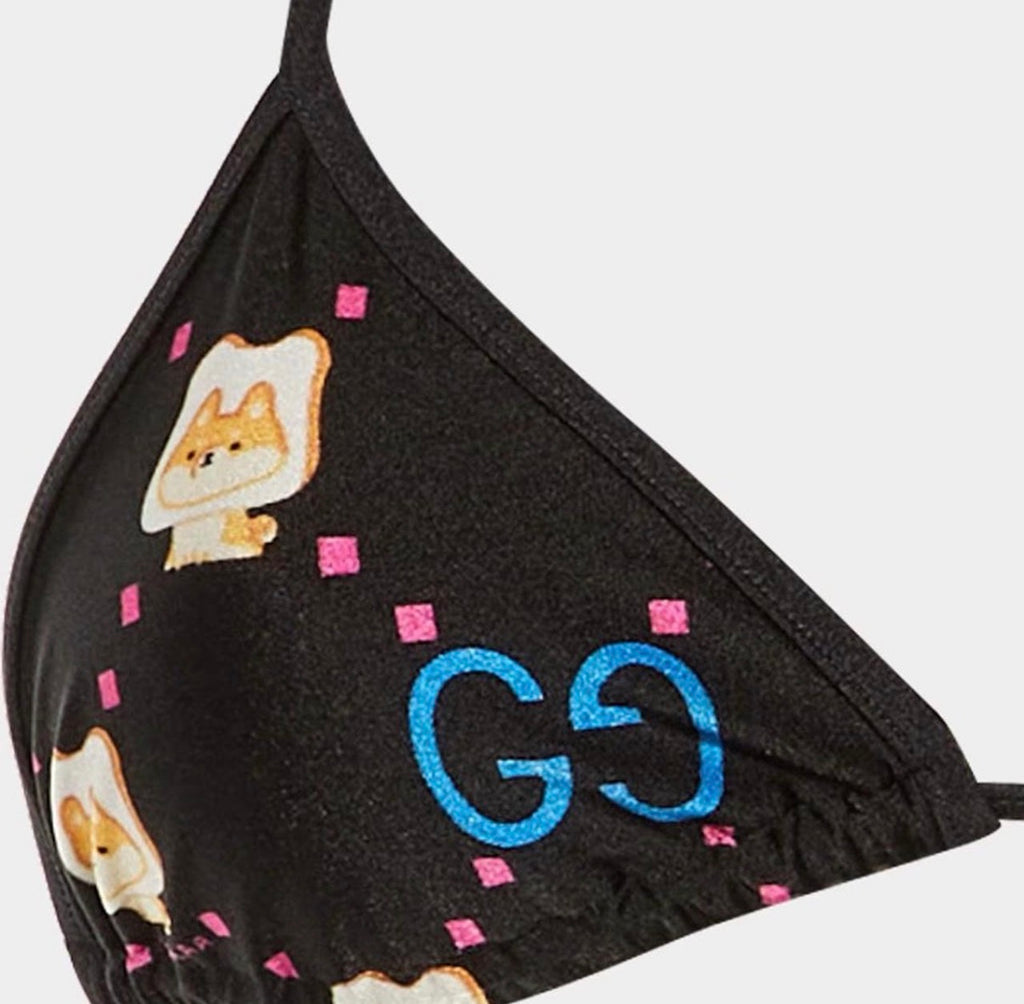 Gucci Black Pikarar Kawaii Jersey Bikini XS