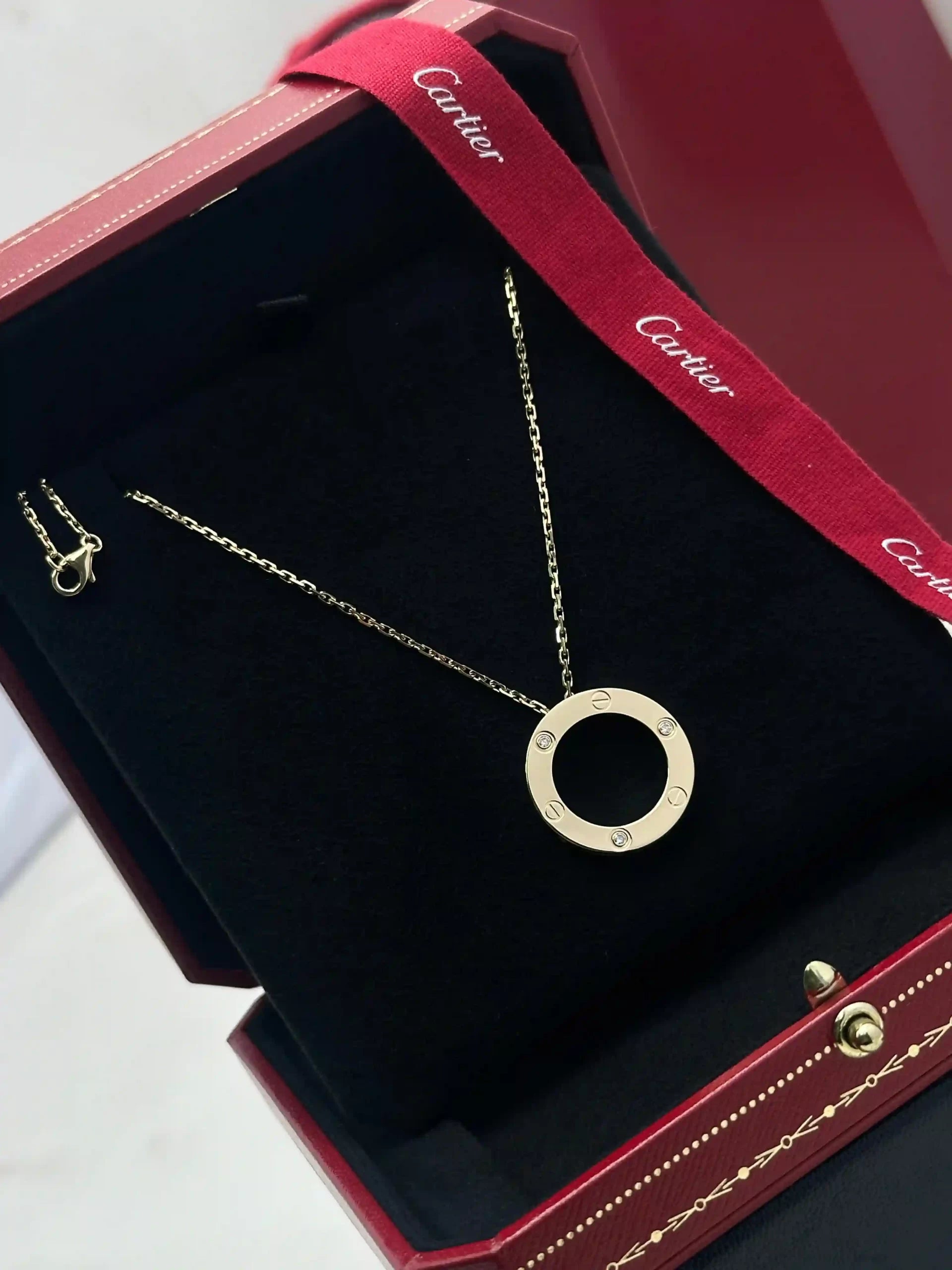 18K Gold Cartier Love Pendant 3 Diamonds