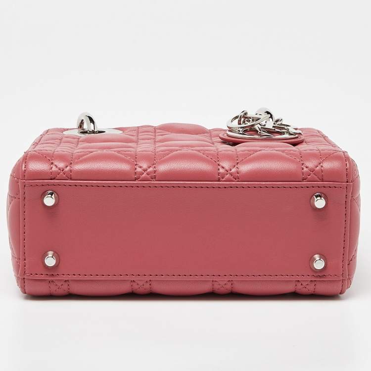 Dior Pink Cannage Leather Mini Lady Dior Tote