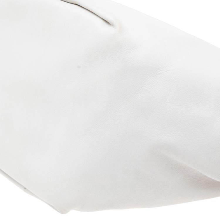 Bottega Veneta White Leather Double Knot Clutch