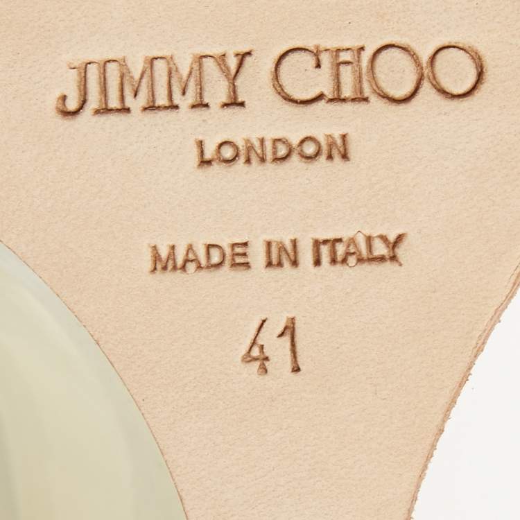 Jimmy Choo Off White Patent Leather Baxen Wedge Pumps Size 41