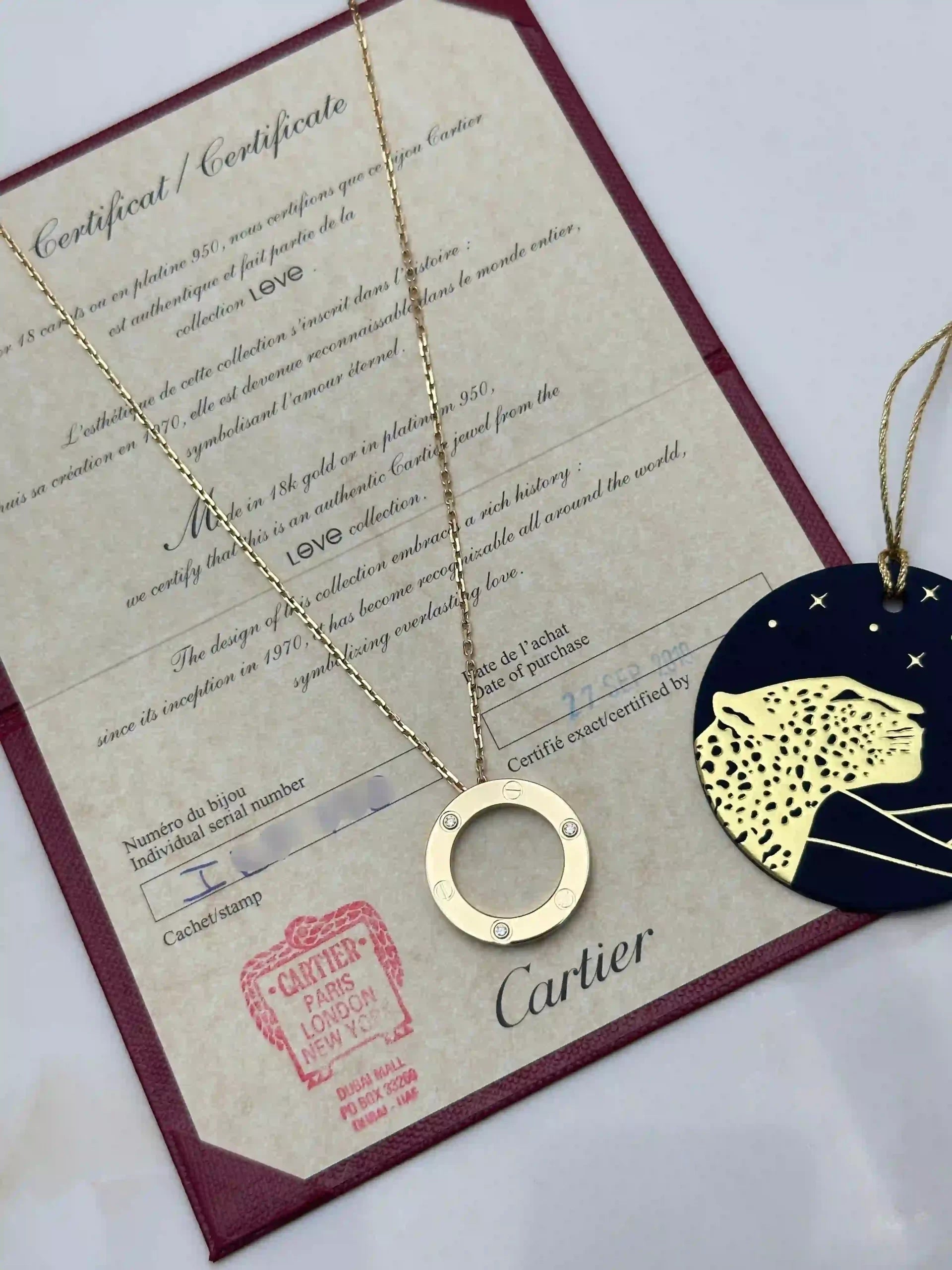 18K Gold Cartier Love Pendant 3 Diamonds