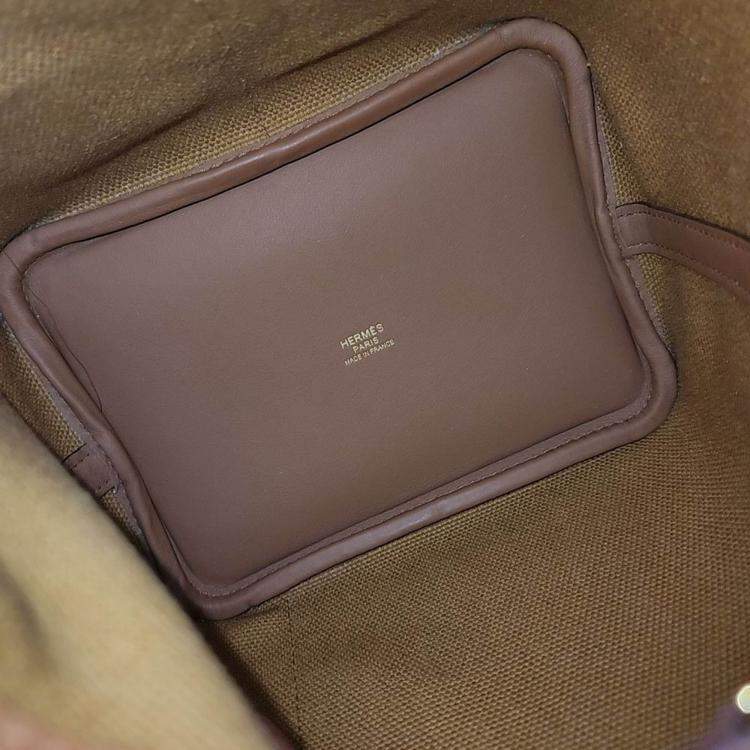 Hermes Brown Fabric Cargo Lock Picotin 18