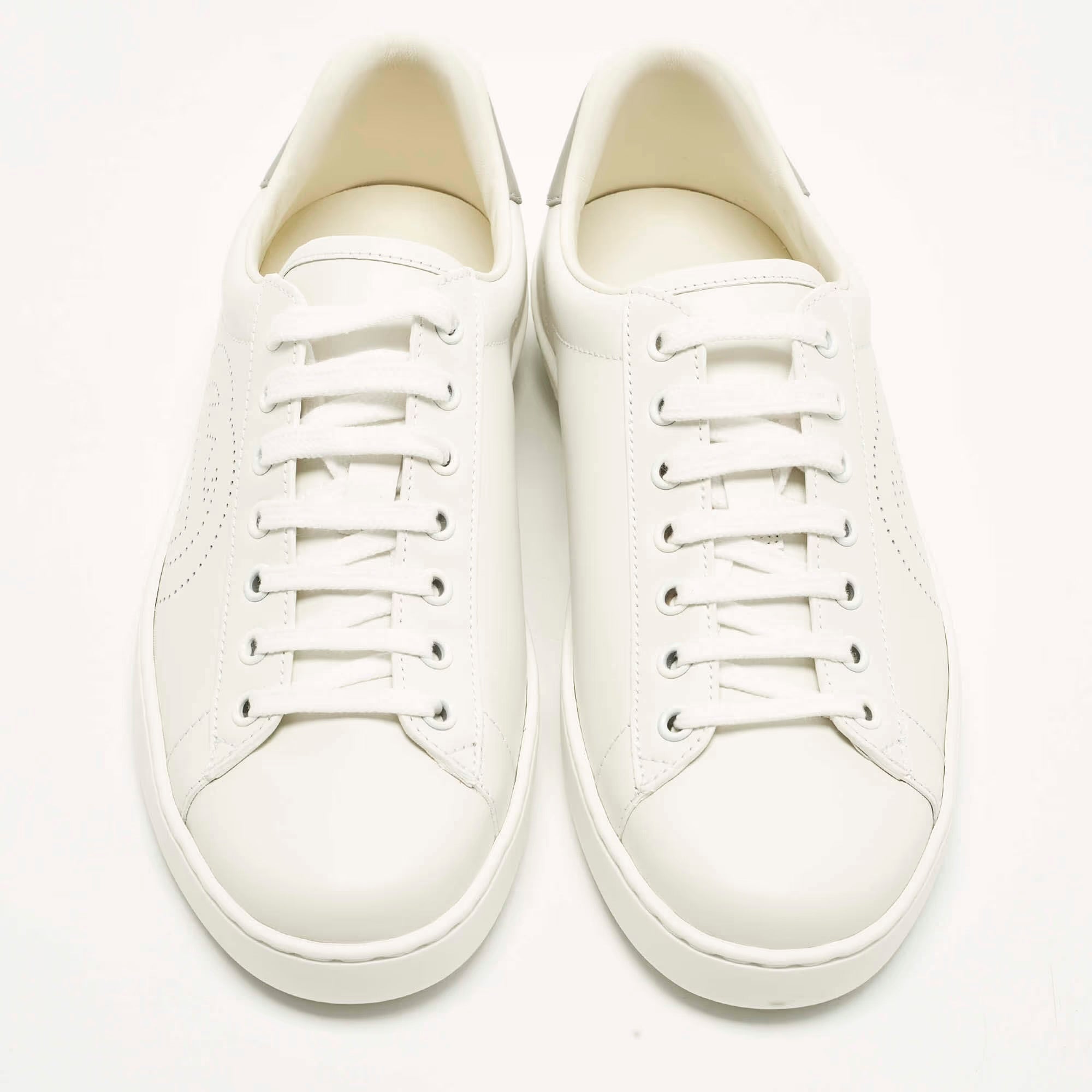Gucci Ace Size 40 White Leather Lace Up Sneakers