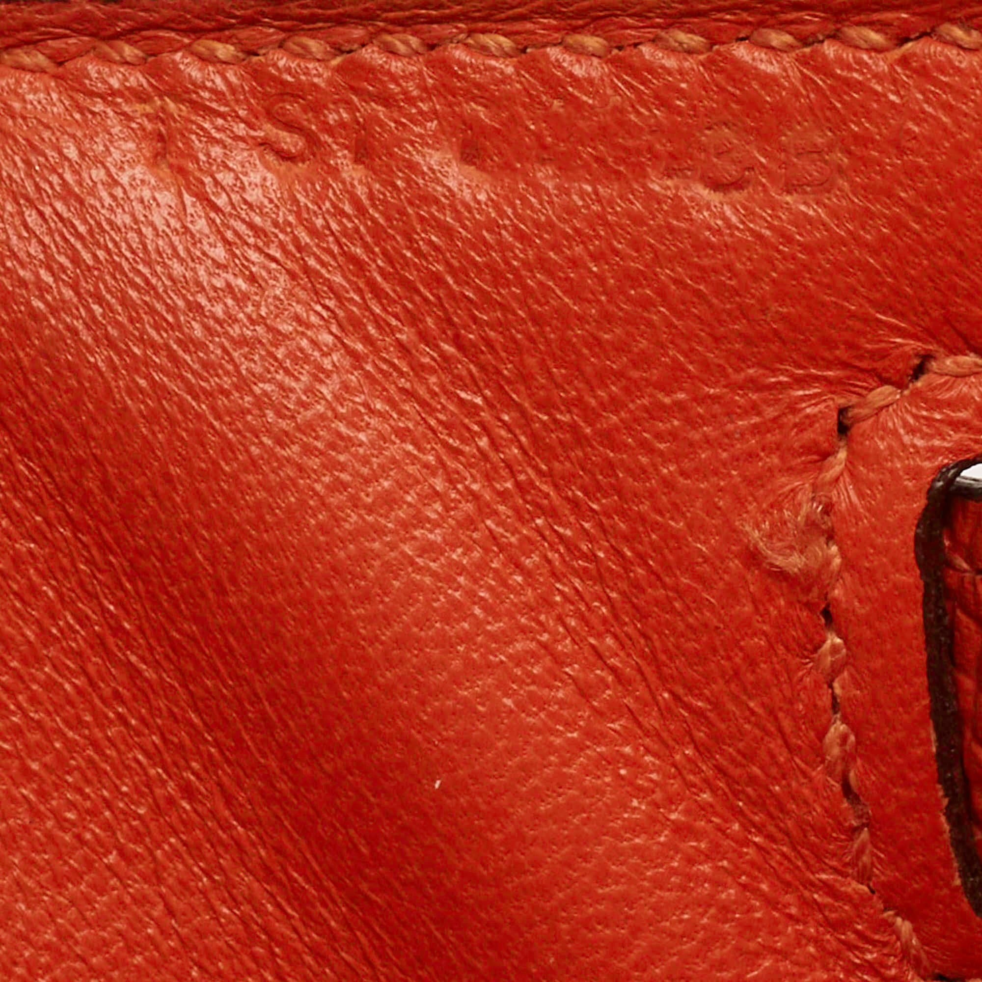 Hermes Kelly Palladium Finish Orange Poppy Epsom Leather Pochette