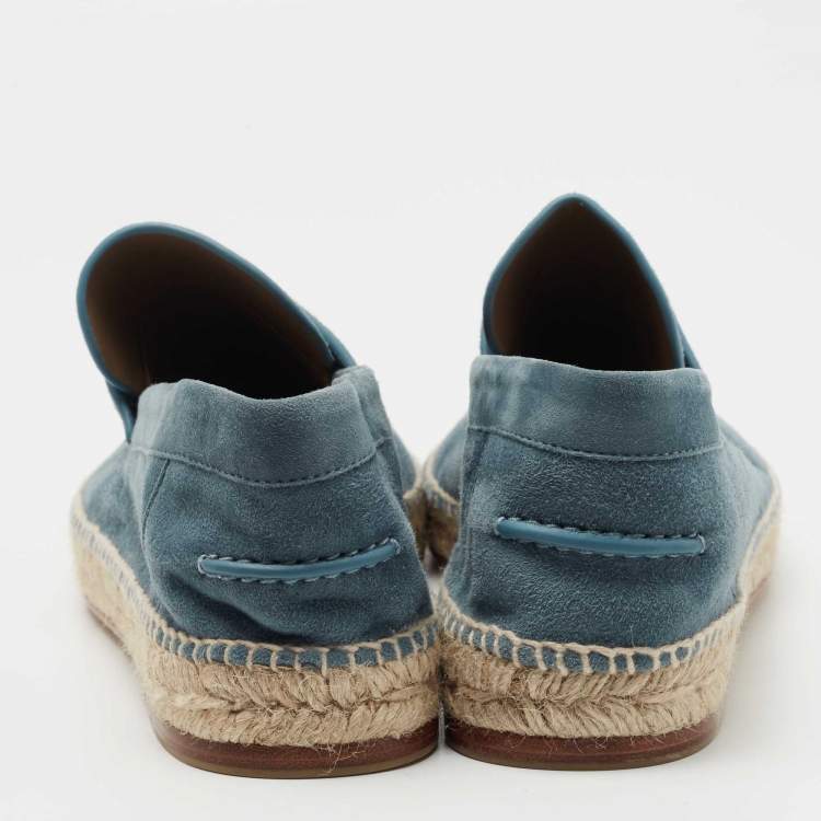 Hermes Blue Suede Trip Espadrille Flats Size 41