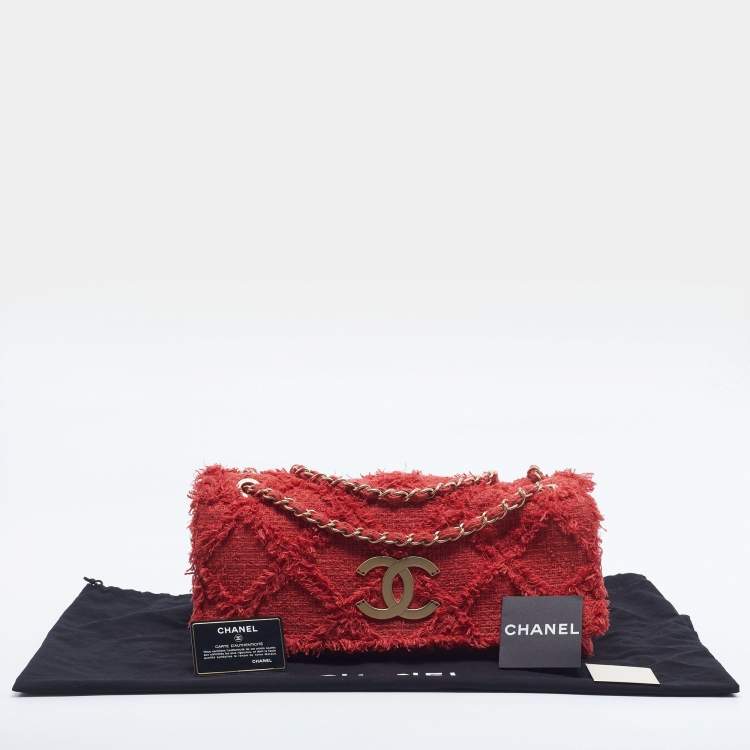 Chanel CC Mania Flap Red Quilted Tweed Bag