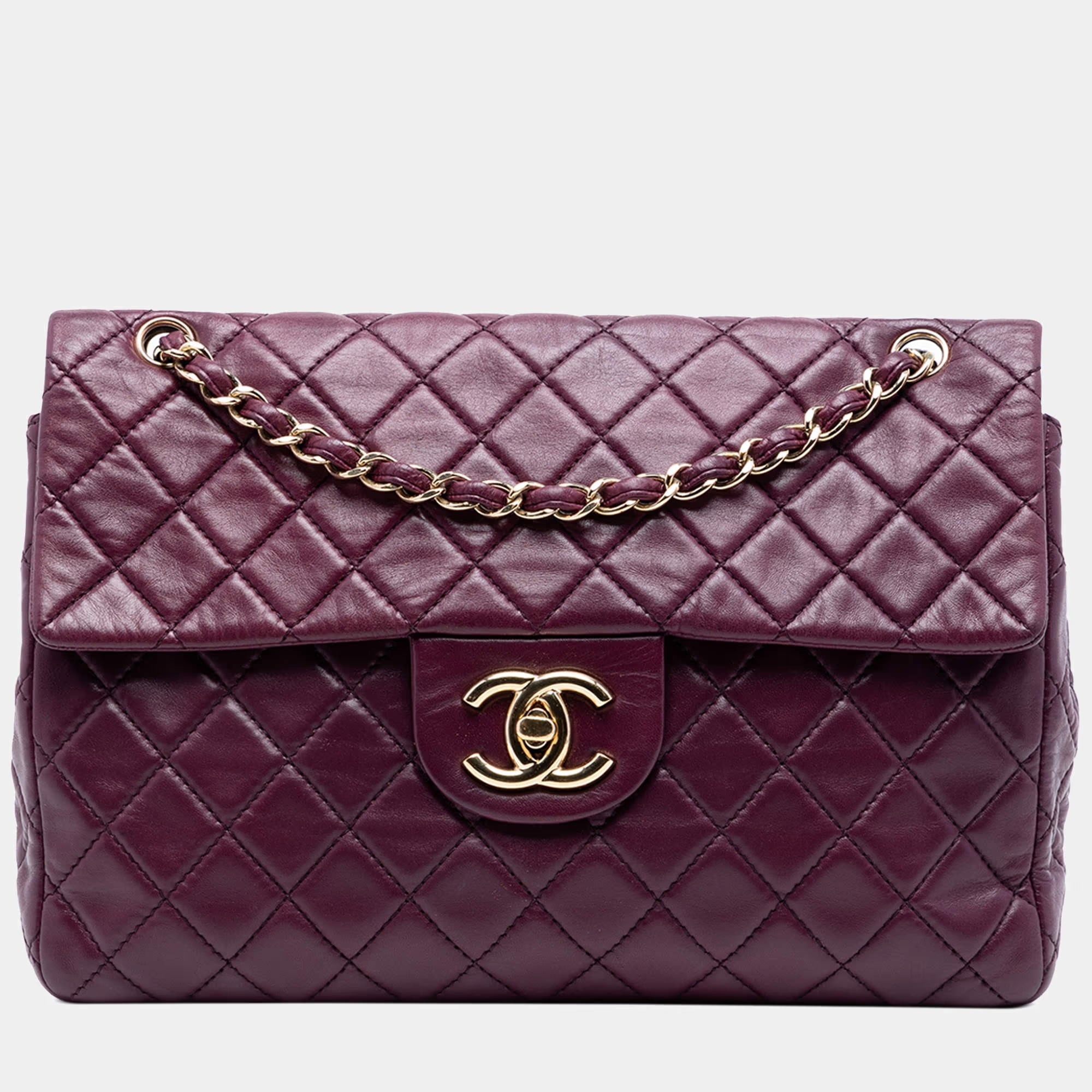 Chanel Purple Maxi XL Classic Lambskin Single Flap