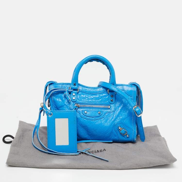 Balenciaga Blue Leather Nano Classic City Tote